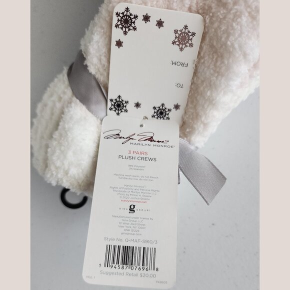 NWT Marilyn Manroe Plush Crews Soft Socks in Purple, Pink, Cream Fuzzy Pack of 3 - Picture 5 of 6